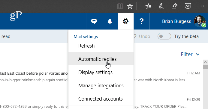 Outlook Web'i Ayarlama Otomatik Yanıtlar