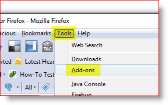 Firefox Eklenti menüsünü aç