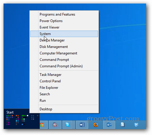 Windows 8 Uzman Kullanıcı menüsü