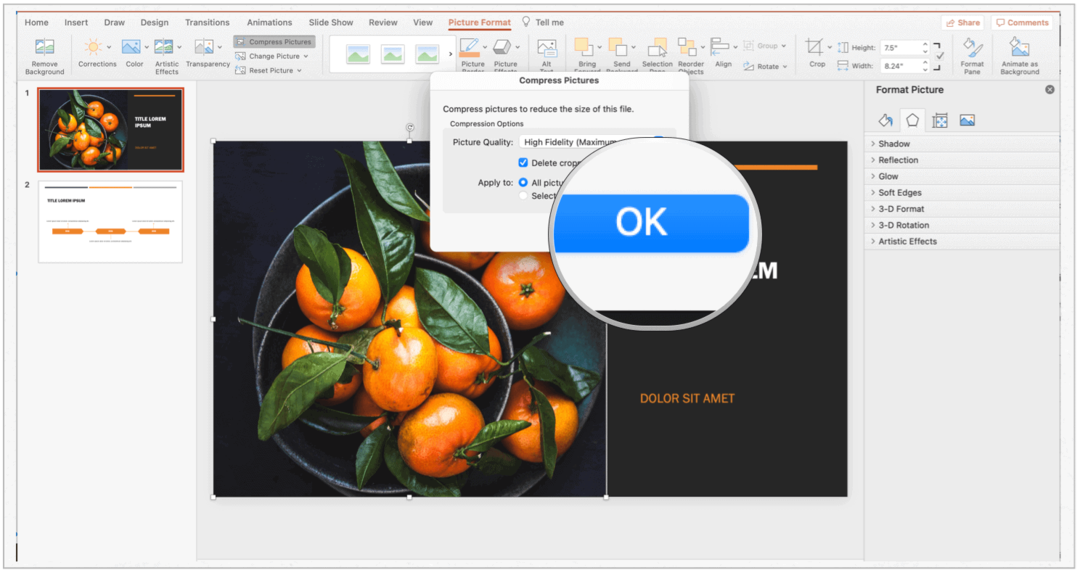 PowerPoint Mac seçimi sıkıştır