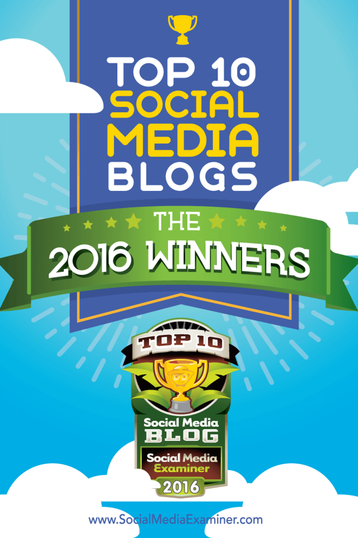 2016'nın ilk on sosyal medya blogu kazananları