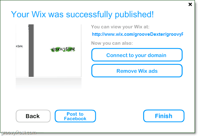 wix sayfanızı yayınladıktan sonra daha fazla seçenek