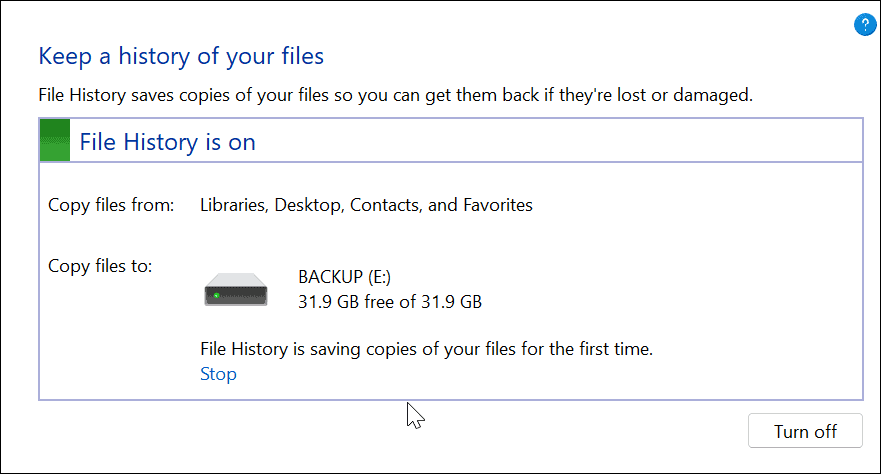 Windows 11'de dosya geçmişini ayarla