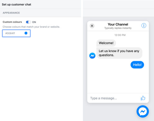 Facebook Müşteri Sohbetini kurun, 3. adım.