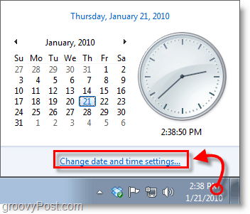 Windows 7 ekran görüntüsü - saate tıklayın ve ayarları değiştirin