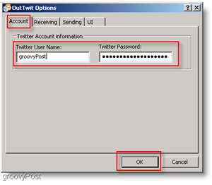 Outlook içinde Twitter: OutTwit'i yapılandırın