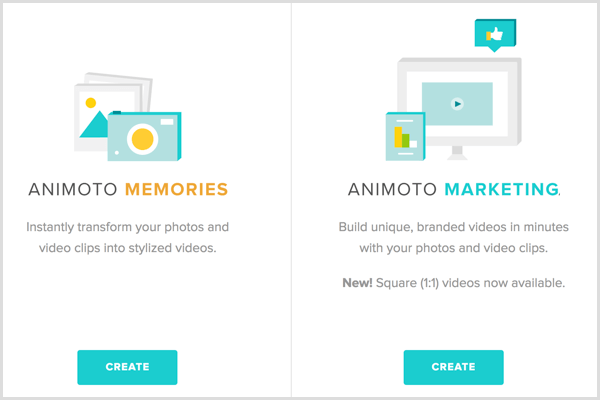 Animoto video türünü seçin