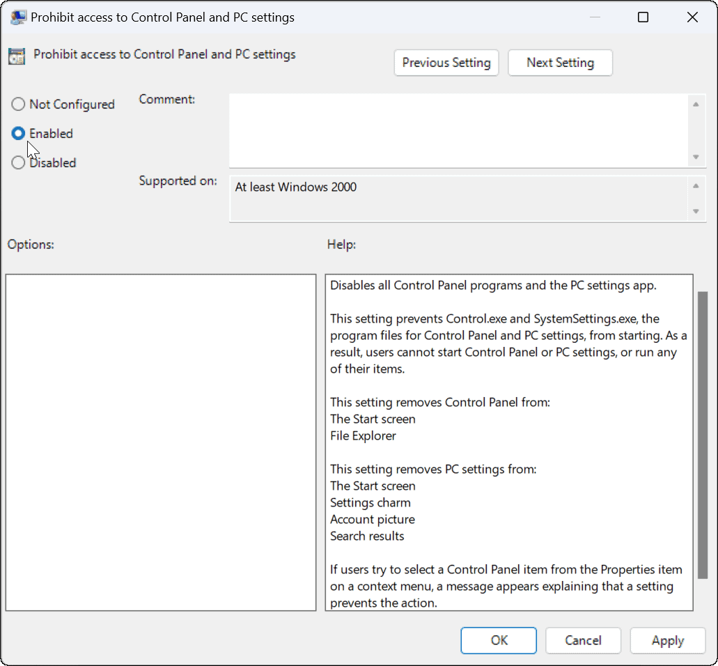 Windows 11'de Kullanıcıları Ayarlardan Engelleyin
