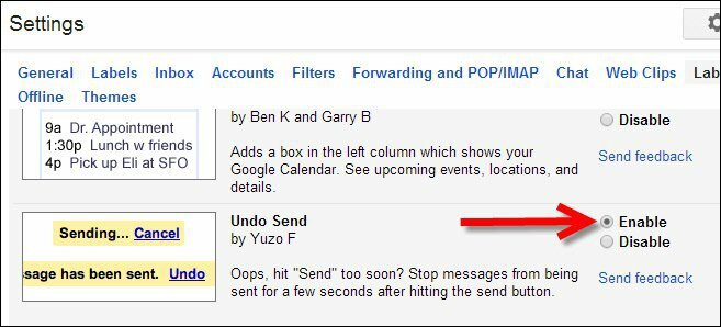 Gmail Labs ile Göndermeyi Geri Almayı Etkinleştir