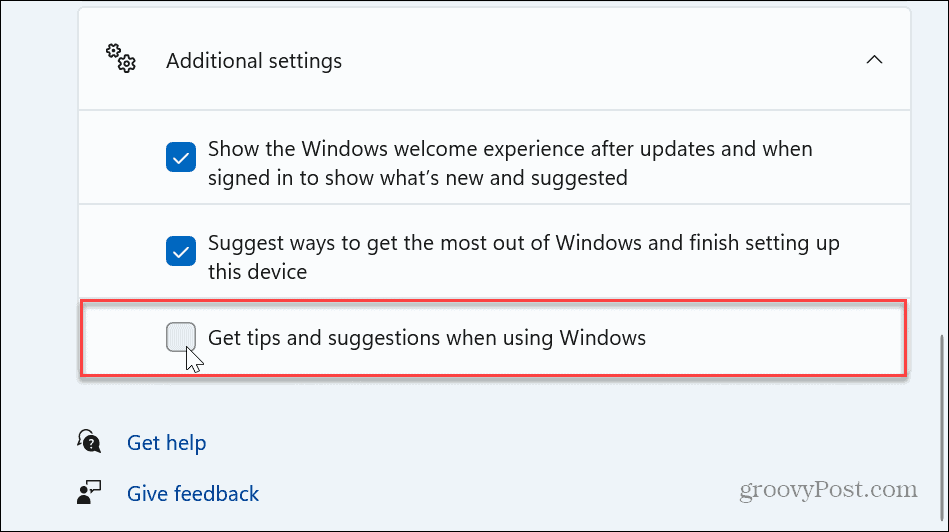 Windows 11 İpuçları ve Öneri Bildirimlerini Devre Dışı Bırakın