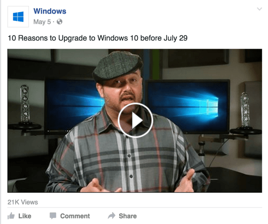 Windows facebook videosu