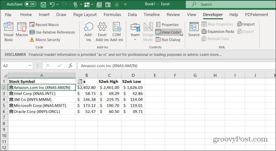 Excel'de vba kodunu görüntüle