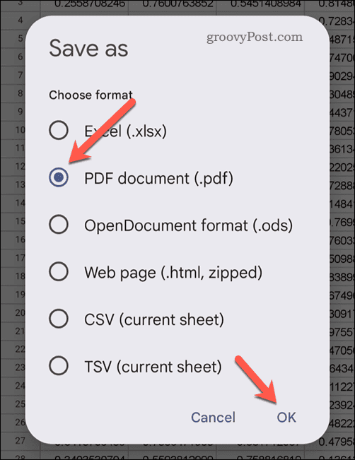 Google E-Tablolarda PDF olarak dışa aktarma