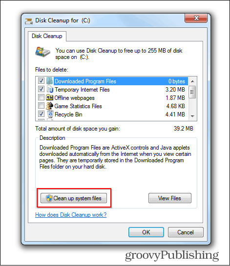 windows 7 güncelleme eski dosyaları sil disk temizleme düğmesi