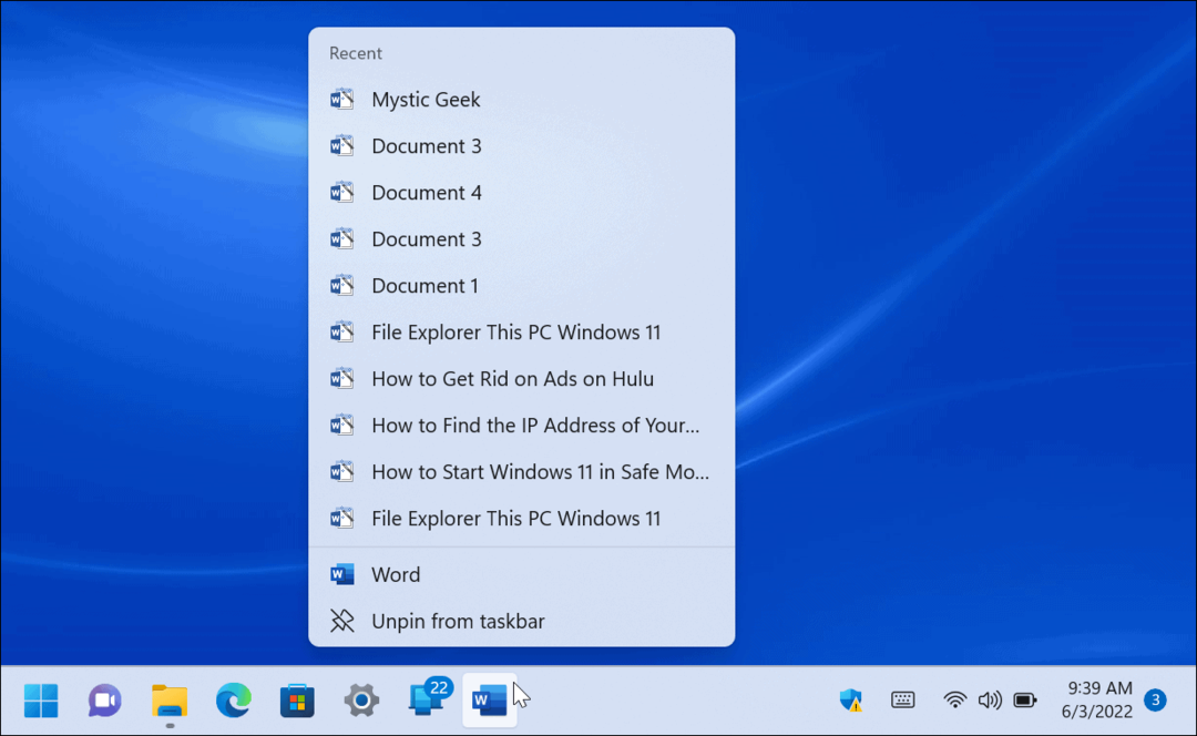 Windows 11'de atlama listeleri
