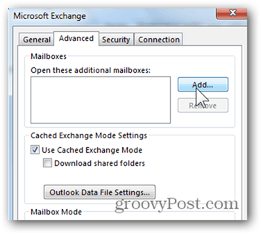 Posta Kutusu Ekle Outlook 2013 - Gelişmiş, Ekle'yi tıklatın