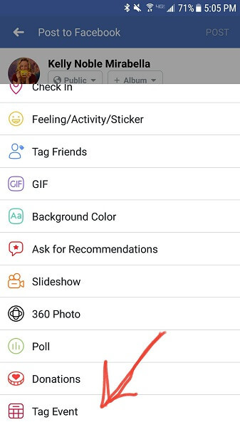 Facebook, mobil cihazlardaki durum güncellemelerine bir etkinliği etiketleme seçeneği ekler.