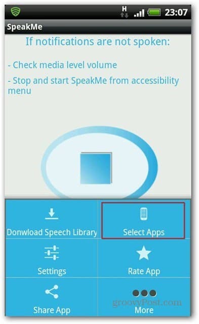 Android için SpeakMe belirli uygulamalar