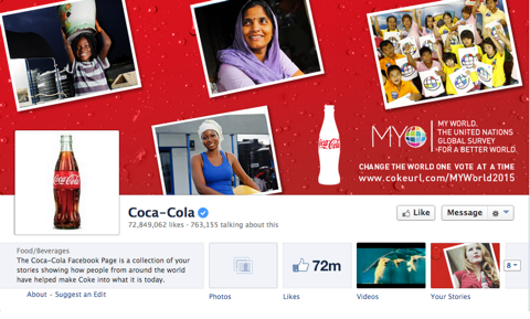 coca cola facebook sayfası