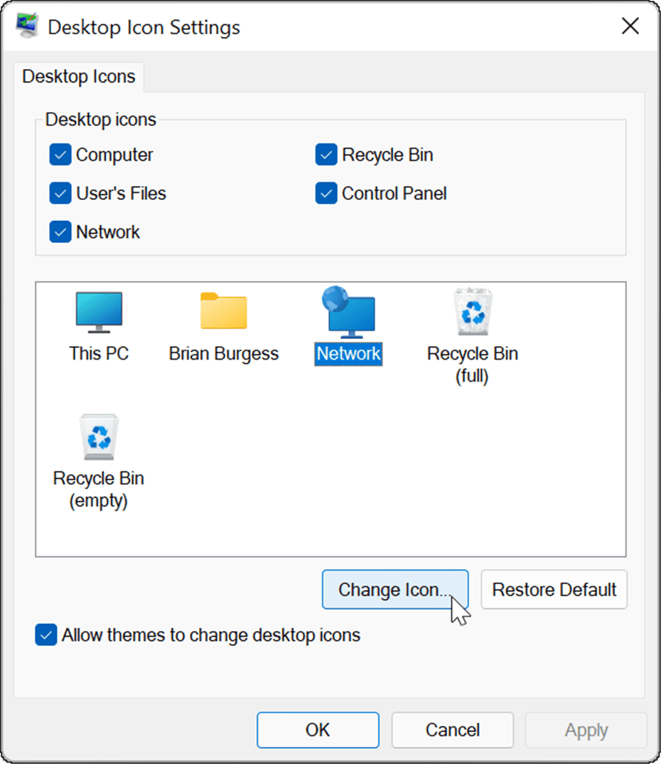 Windows 11'de eski masaüstü simgelerini geri alın