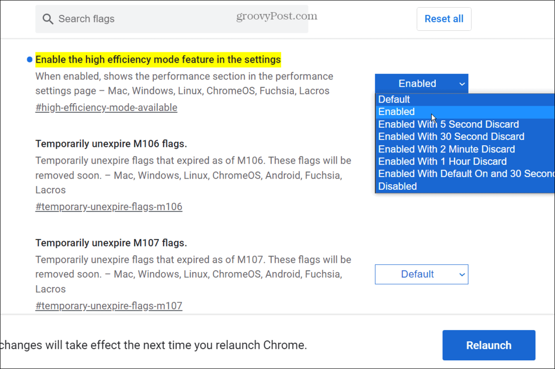 Google Chrome'da Bellek Tasarrufu Sekmelerini Etkinleştirin