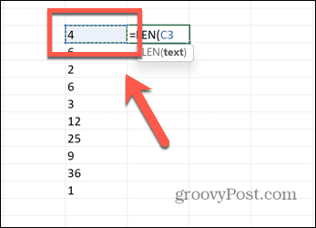 excel len hücre seç