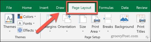 Excel Sayfa Düzeni menü sekmesi