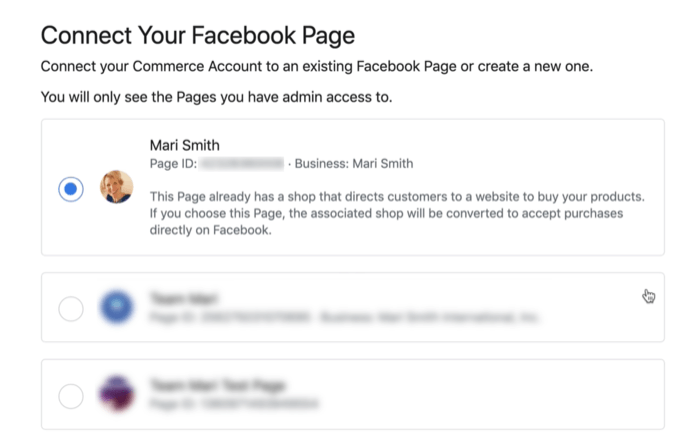 facebook ticaret hesabı kurulumu sırasında facebook hesabınızı bağlama seçeneği