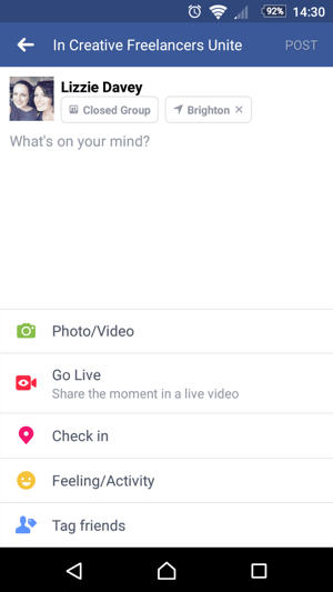 Facebook Live'ı kullanmaya başlamak için, durum oluştururken Canlı Yayına Geç'e dokunun.