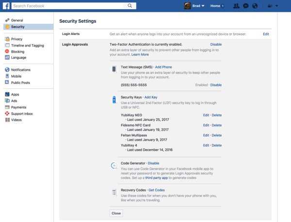 Facebook kullanıcıları artık Facebook hesaplarını korumak için fiziksel bir güvenlik anahtarı kaydedebilirler.