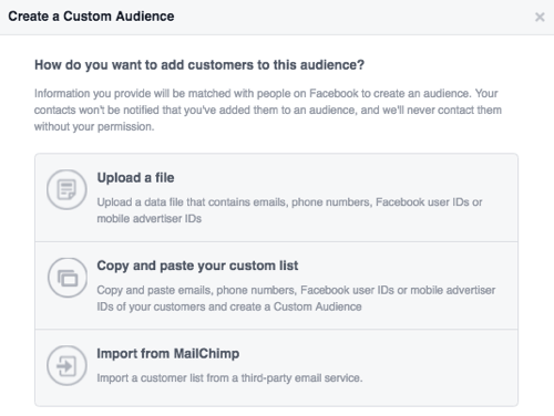 facebook müşteri veritabanı yükle