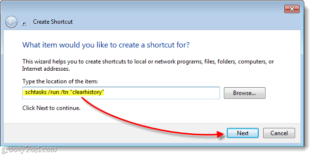 Windows görevini kısayola dönüştürme