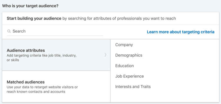 LinkedIn reklamları için hedef kitle özellikleri