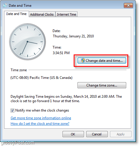 Windows 7 ekran görüntüsü - tarih ve saati değiştirin