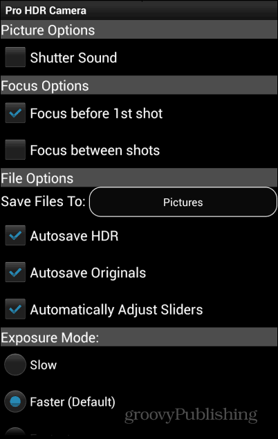 Pro HDR Kamera ayarları 1