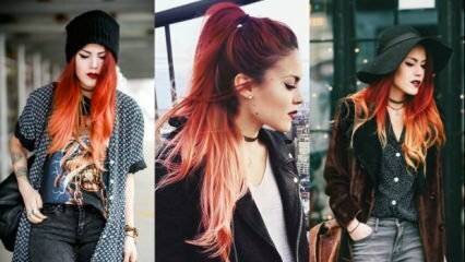 Kızıl turuncu ombre saç modası
