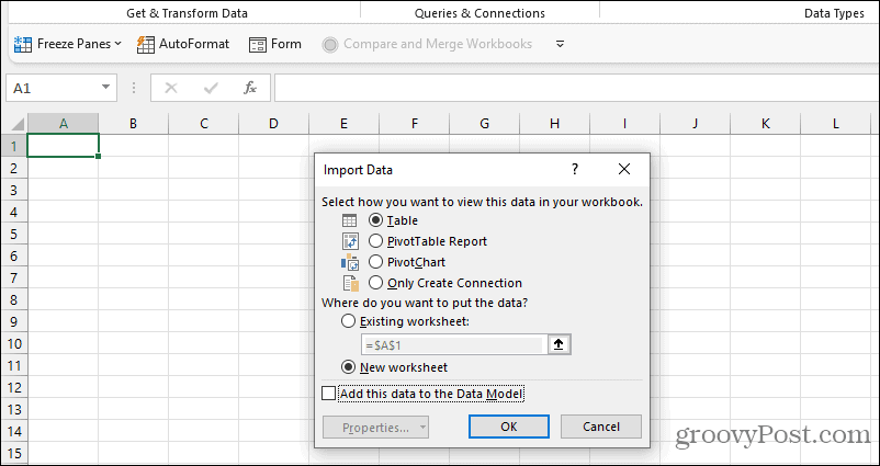 excel veri içe aktarma seçenekleri