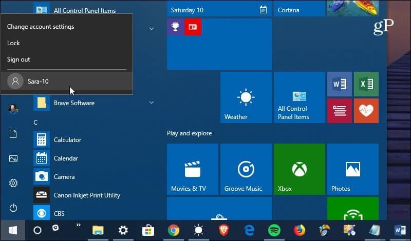 Kullanıcı Hesabını Değiştirme Windows 10