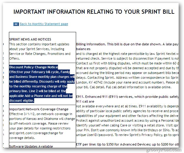Sprint fatura bilgileri hakkında önemli bilgiler