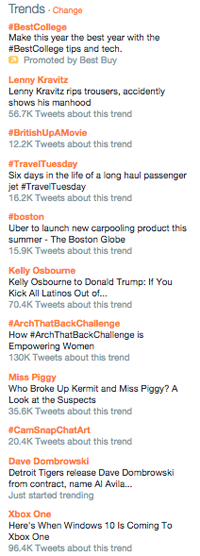 trend olan hashtag'ler