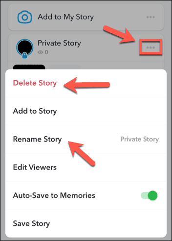 Özel bir Snapchat hikayesini düzenleyin