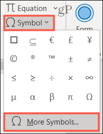 Windows'ta Word'de Sembol, Daha Fazla Sembol