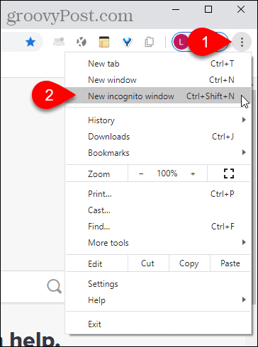 Chrome'da Yeni Gizli Pencere Seçin
