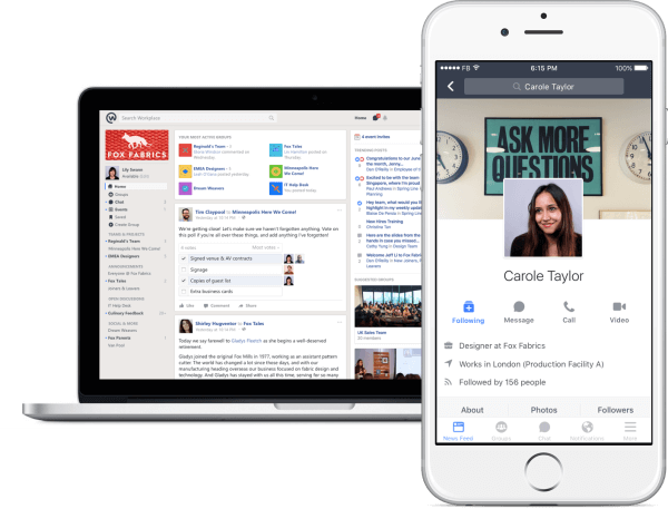 Facebook, işçilerin sohbet etmesi ve işbirliği yapması için sosyal ağ aracı olan Workplace'in ücretsiz bir sürümünü sunuyor.