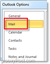 Outlook 2010'da posta seçenekleri sekmesine tıklayın