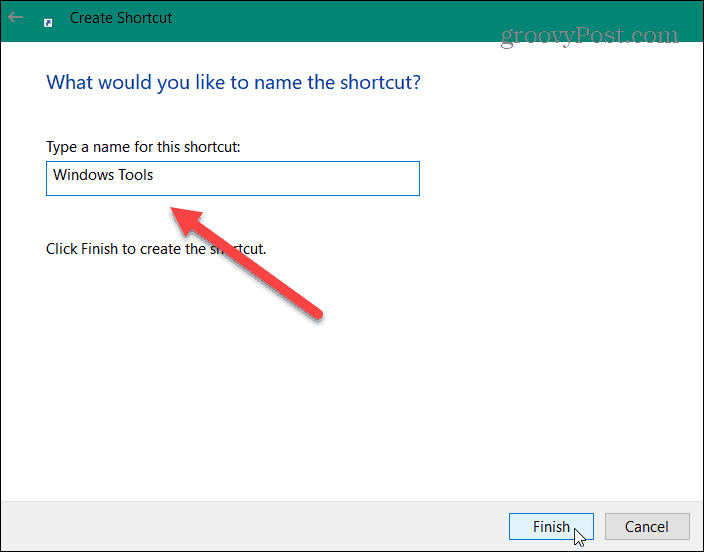 Windows Araçları Kısayolunu Adlandır