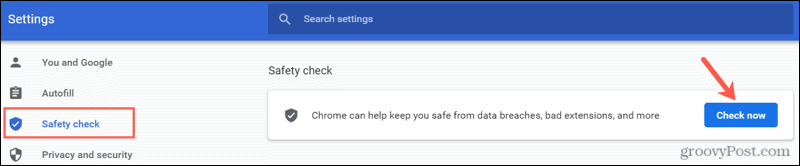 Chrome'da bir Güvenlik Kontrolü gerçekleştirin