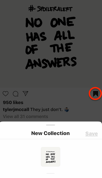 Instagram gönderisini koleksiyona kaydet