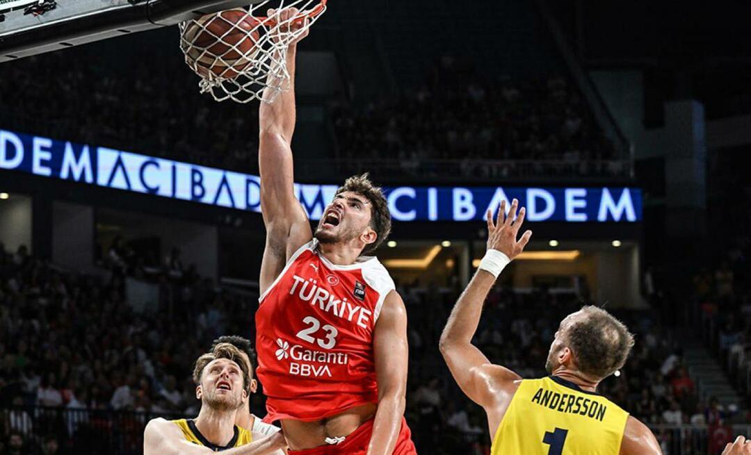 Milli basketbolcu Alperen Şengün İsveç maçına dualarla başladı! Rakiplerini ezdi geçti