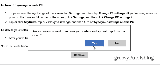 Windows 8.1'de Synced Data'ı SkyDrive'dan kaldırma
